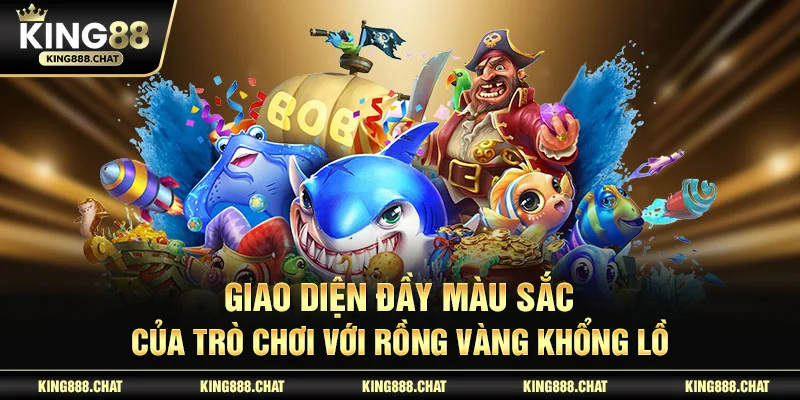 Giao diện đầy màu sắc của trò chơi với rồng vàng khổng lồ