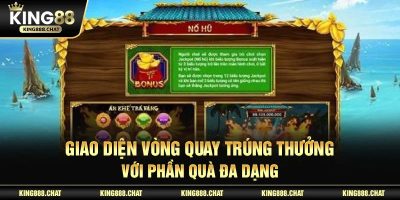 Giao diện vòng quay trúng thưởng với phần quà đa dạng